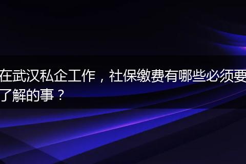 在武汉私企工作，社保缴费有哪些必须要了解的事？