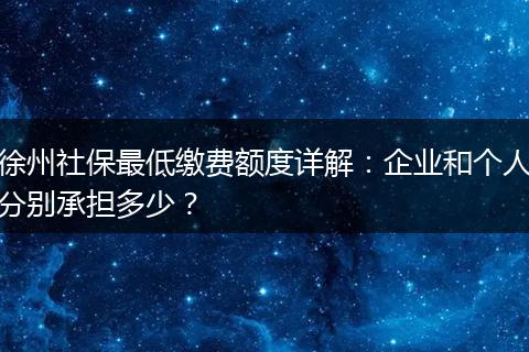 徐州社保最低缴费额度详解：企业和个人分别承担多少？