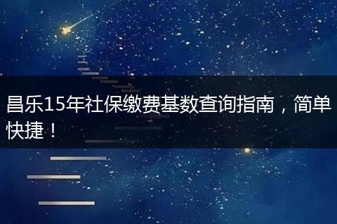 昌乐15年社保缴费基数查询指南，简单快捷！