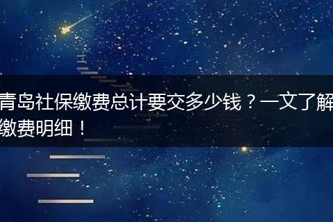 青岛社保缴费总计要交多少钱？一文了解缴费明细！