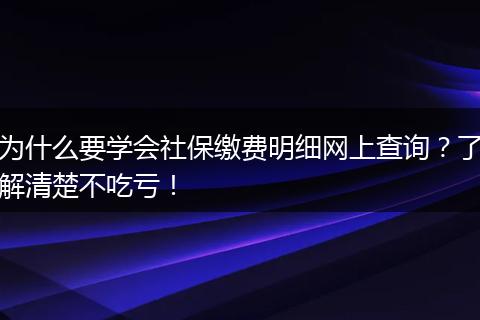 为什么要学会社保缴费明细网上查询？了解清楚不吃亏！