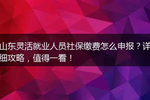 山东灵活就业人员社保缴费怎么申报?详细攻略,值得一看!