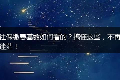 社保缴费基数如何看的？搞懂这些，不再迷茫！