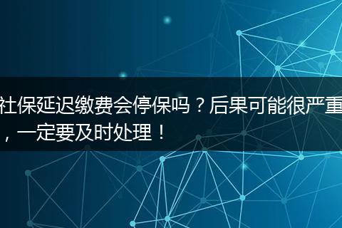 社保延迟缴费会停保吗？后果可能很严重，一定要及时处理！