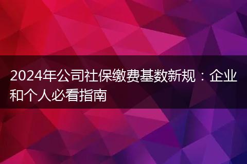 2024年公司社保缴费基数新规：企业和个人必看指南