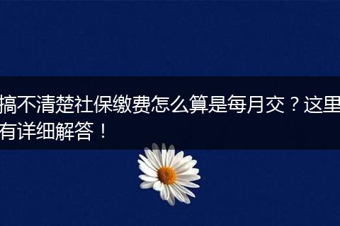 搞不清楚社保缴费怎么算是每月交？这里有详细解答！