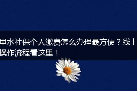 里水社保个人缴费怎么办理最方便?线上操作流程看这里!