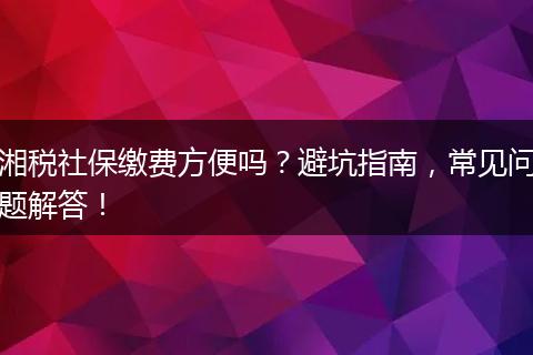 湘税社保缴费方便吗？避坑指南，常见问题解答！