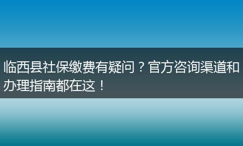 临西县社保缴费有疑问？官方咨询渠道和办理指南都在这！