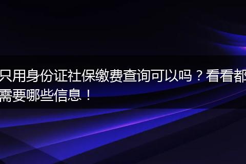 只用身份证社保缴费查询可以吗?看看都需要哪些信息!