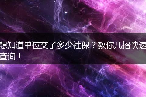 想知道单位交了多少社保？教你几招快速查询！