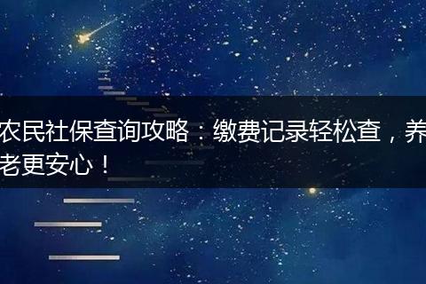 农民社保查询攻略：缴费记录轻松查，养老更安心！
