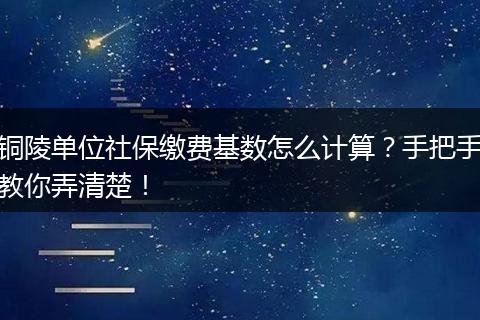 铜陵单位社保缴费基数怎么计算?手把手教你弄清楚!