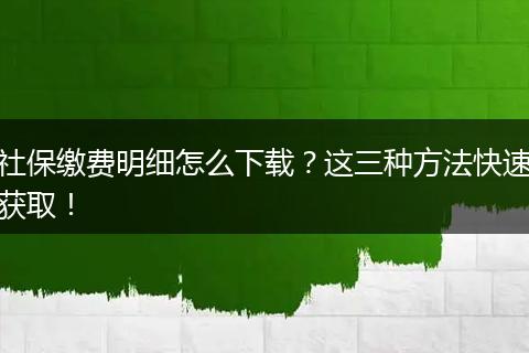 社保缴费明细怎么下载?这三种方法快速获取!