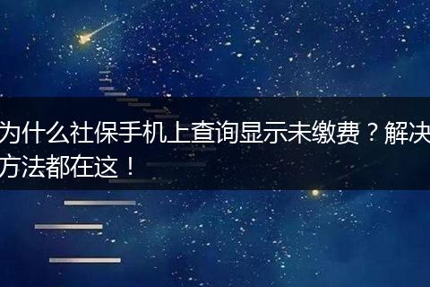 为什么社保手机上查询显示未缴费？解决方法都在这！