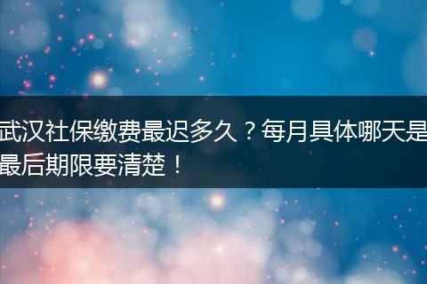 武汉社保缴费最迟多久?每月具体哪天是最后期限要清楚!