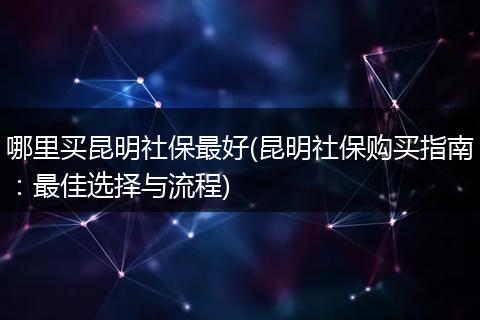 哪里买昆明社保最好(昆明社保购买指南：最佳选择与流程)
