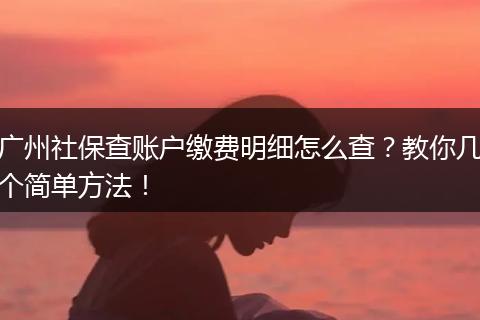 广州社保查账户缴费明细怎么查？教你几个简单方法！