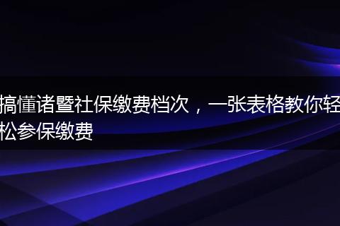 搞懂诸暨社保缴费档次,一张表格教你轻松参保缴费