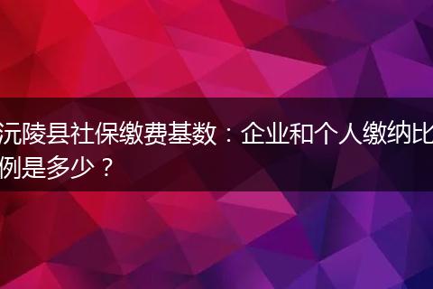 沅陵县社保缴费基数：企业和个人缴纳比例是多少？