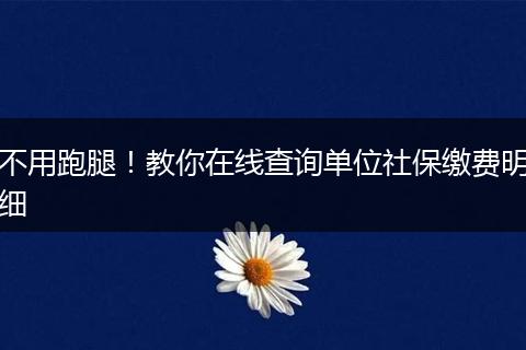 不用跑腿！教你在线查询单位社保缴费明细