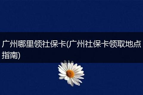 广州哪里领社保卡(广州社保卡领取地点指南)