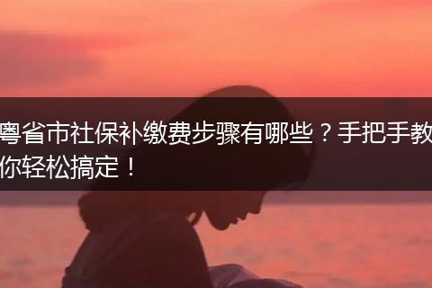 粤省市社保补缴费步骤有哪些？手把手教你轻松搞定！