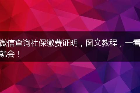 微信查询社保缴费证明，图文教程，一看就会！