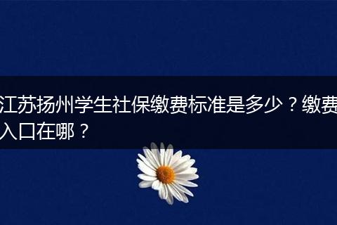江苏扬州学生社保缴费标准是多少?缴费入口在哪?