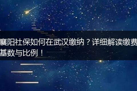 襄阳社保如何在武汉缴纳？详细解读缴费基数与比例！