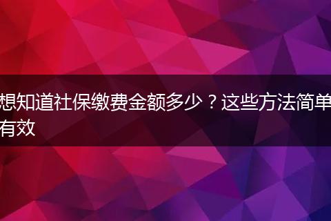 想知道社保缴费金额多少?这些方法简单有效