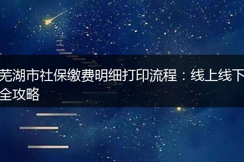芜湖市社保缴费明细打印流程：线上线下全攻略