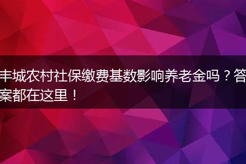 丰城农村社保缴费基数影响养老金吗?答案都在这里!