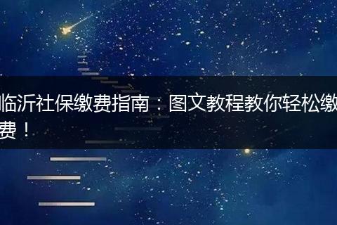 临沂社保缴费指南：图文教程教你轻松缴费！