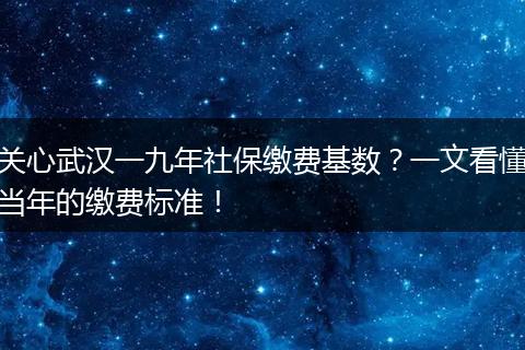 关心武汉一九年社保缴费基数？一文看懂当年的缴费标准！