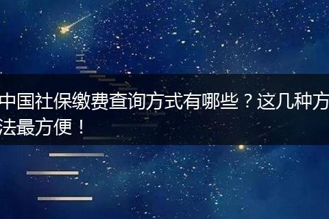 中国社保缴费查询方式有哪些？这几种方法最方便！