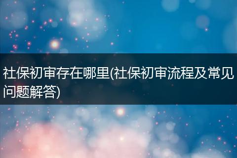 社保初审存在哪里(社保初审流程及常见问题解答)