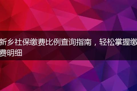 新乡社保缴费比例查询指南，轻松掌握缴费明细