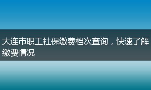 大连市职工社保缴费档次查询，快速了解缴费情况