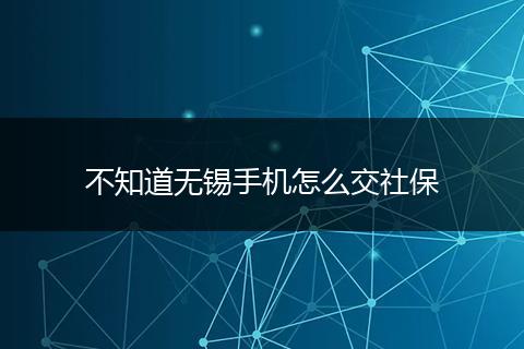 不知道无锡手机怎么交社保