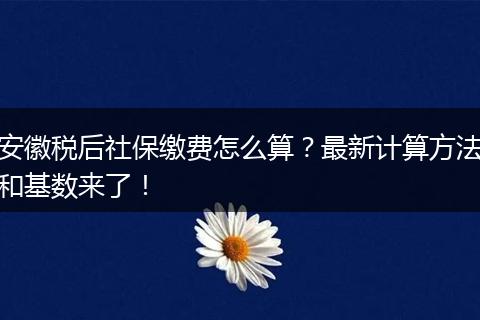 安徽税后社保缴费怎么算？最新计算方法和基数来了！