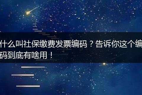 什么叫社保缴费发票编码？告诉你这个编码到底有啥用！