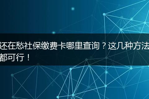 还在愁社保缴费卡哪里查询？这几种方法都可行！