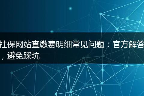 社保网站查缴费明细常见问题：官方解答，避免踩坑