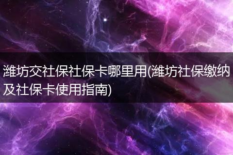 潍坊交社保社保卡哪里用(潍坊社保缴纳及社保卡使用指南)