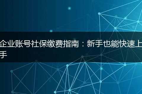 企业账号社保缴费指南:新手也能快速上手