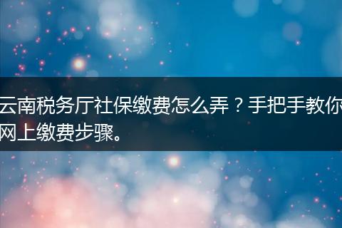 云南税务厅社保缴费怎么弄?手把手教你网上缴费步骤。