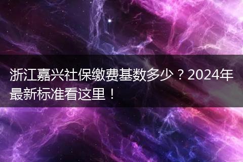 浙江嘉兴社保缴费基数多少？2024年最新标准看这里！