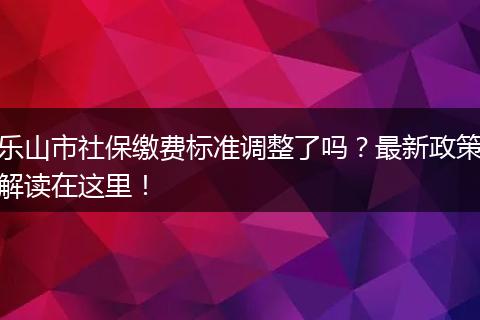乐山市社保缴费标准调整了吗？最新政策解读在这里！