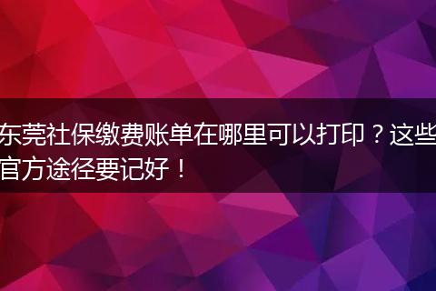东莞社保缴费账单在哪里可以打印？这些官方途径要记好！